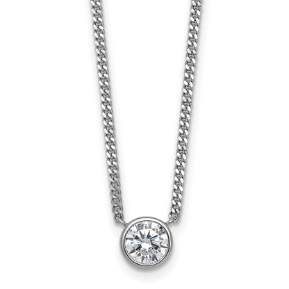 Sterling Silver Rhodium-plated Polished 7.00mm Bezel-set CZ 18 inch Necklace