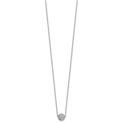 Sterling Silver Polished 7.00mm Pave CZ Circle 16 Inch with 2 Inch Extension Necklace