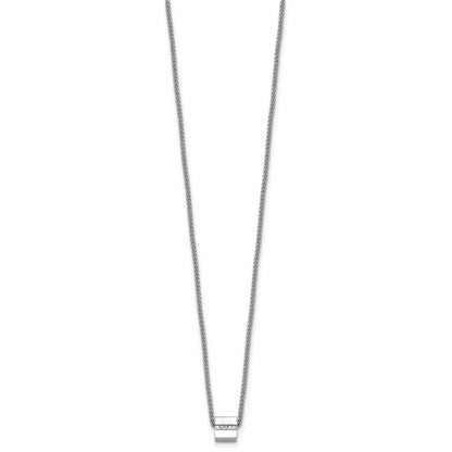 Sterling Silver Rhodium-plated Polished Fancy CZ Cube 16 Inch with 2 Inch Extension Necklace