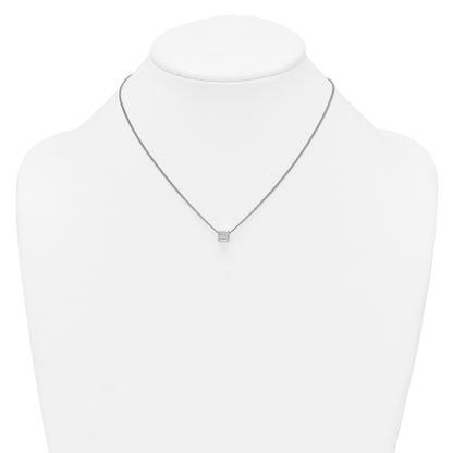 Sterling Silver Rhodium-plated Polished Fancy CZ Cube 16 Inch with 2 Inch Extension Necklace