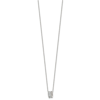 Sterling Silver Polished CZ Circle Bead 16 Inch with 2 Inch Extension Necklace