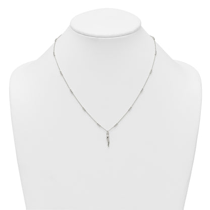 Sterling Silver Polished and Beaded Italian Horn 18 Inch Necklace