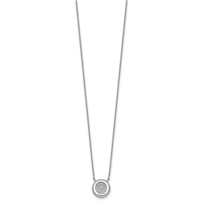 Sterling Silver Rhodium-plated CZ Round Cluster 16 inch with 1 inch Extension Necklace