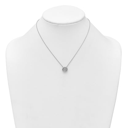 Sterling Silver Rhodium-plated CZ Round Cluster 16 inch with 1 inch Extension Necklace