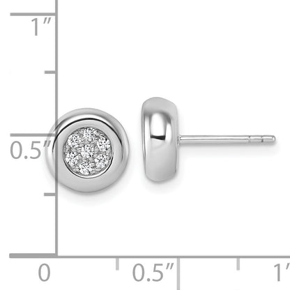 Sterling Silver Rhodium-plated CZ Round Cluster Post Earrings