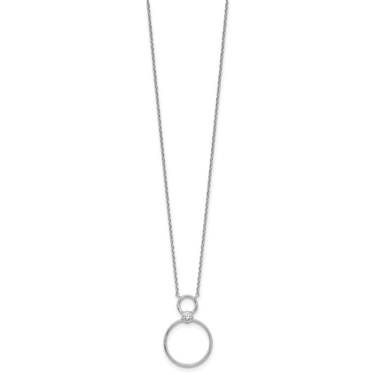 Sterling Silver Rhodium-plated Polished CZ Two Circles 17.75 inch Necklace