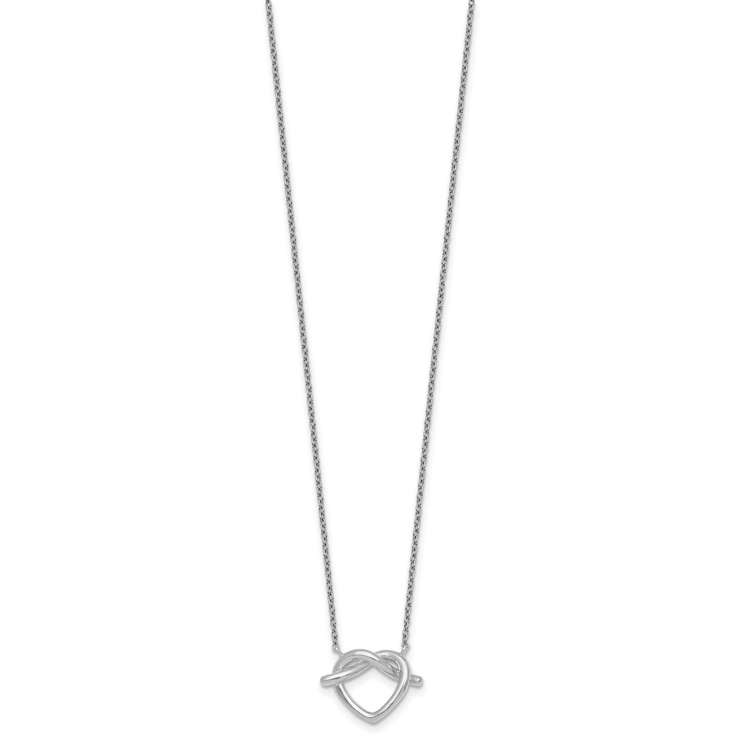 Sterling Silver Rhodium-plated Polished Knot Heart 17.75 Inch Necklace