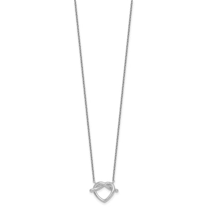 Sterling Silver Rhodium-plated Polished Knot Heart 17.75 Inch Necklace