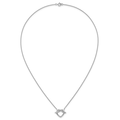 Sterling Silver Rhodium-plated Polished Knot Heart 17.75 Inch Necklace