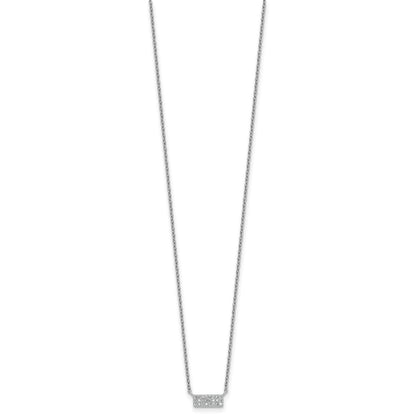 Sterling Silver Rhodium-plated Polished CZ Bar 17.5 Inch Necklace