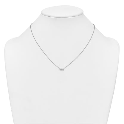 Sterling Silver Rhodium-plated Polished CZ Bar 17.5 Inch Necklace