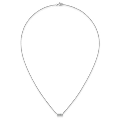 Sterling Silver Rhodium-plated Polished CZ Bar 17.5 Inch Necklace