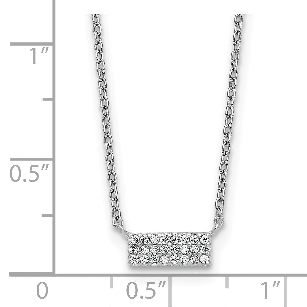 Sterling Silver Rhodium-plated Polished CZ Bar 17.5 Inch Necklace