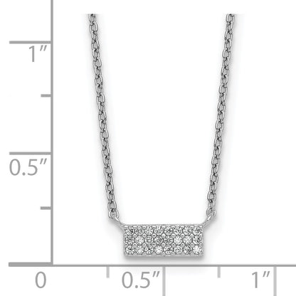 Sterling Silver Rhodium-plated Polished CZ Bar 17.5 Inch Necklace