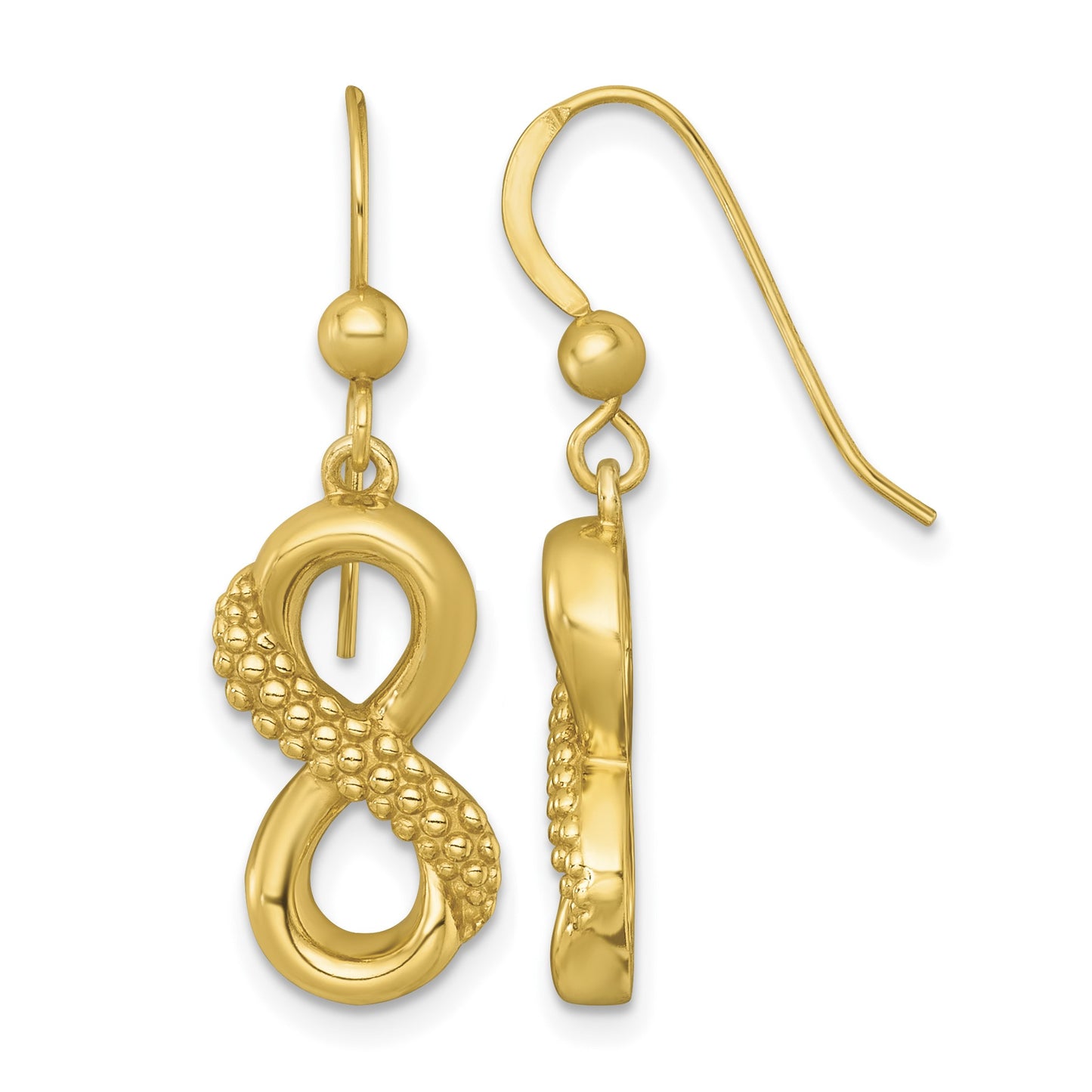 Affordable Expressions Sterling Silver Gold-tone Polished and Textured Infinity Dangle Shepherd Hook Earrings
