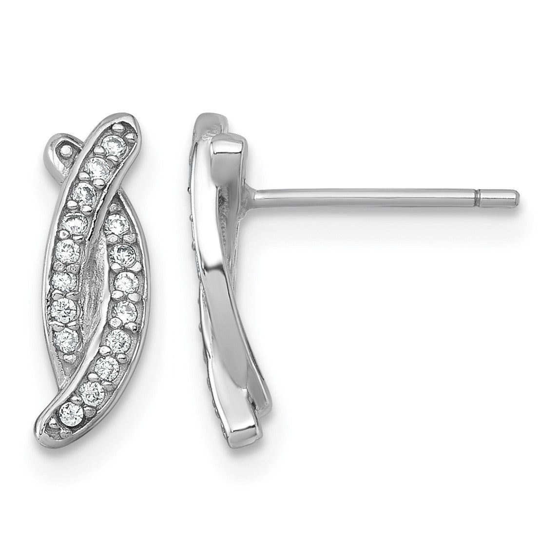 Sterling Silver Rhodium-plated Polished Fancy CZ -X- Post Earrings