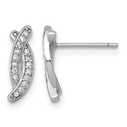 Sterling Silver Rhodium-plated Polished Fancy CZ -X- Post Earrings