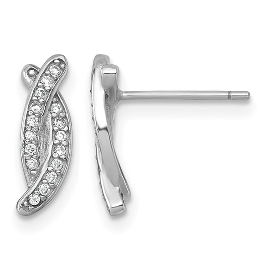 Sterling Silver Rhodium-plated Polished Fancy CZ -X- Post Earrings