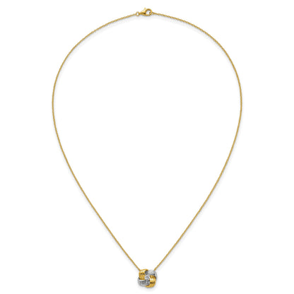 Sterling Silver Gold-tone and Rhodium-plated Polished CZ Knot 18 inch Necklace