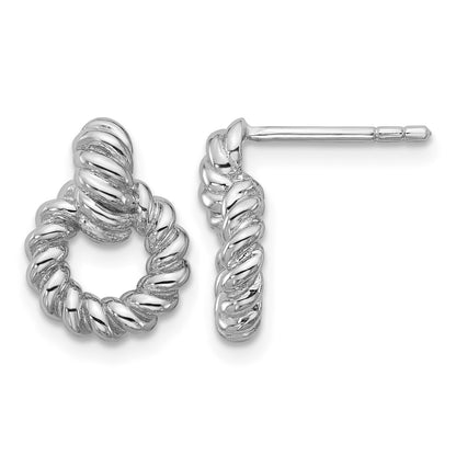 Sterling Silver Rhodium-plated Polished Twisted Circle Post Earrings