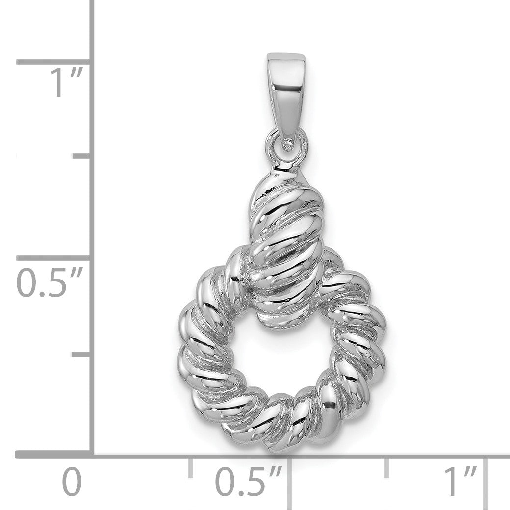 Sterling Silver Rhodium-plated Polished Twisted Circle Pendant