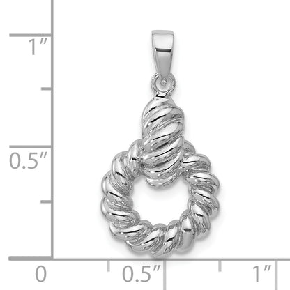 Sterling Silver Rhodium-plated Polished Twisted Circle Pendant