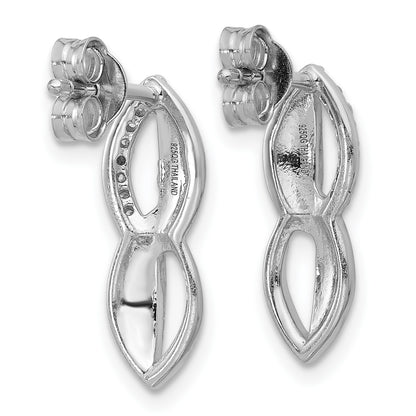 Sterling Silver Rhodium-plated Polished Ovals CZ Post Earrings