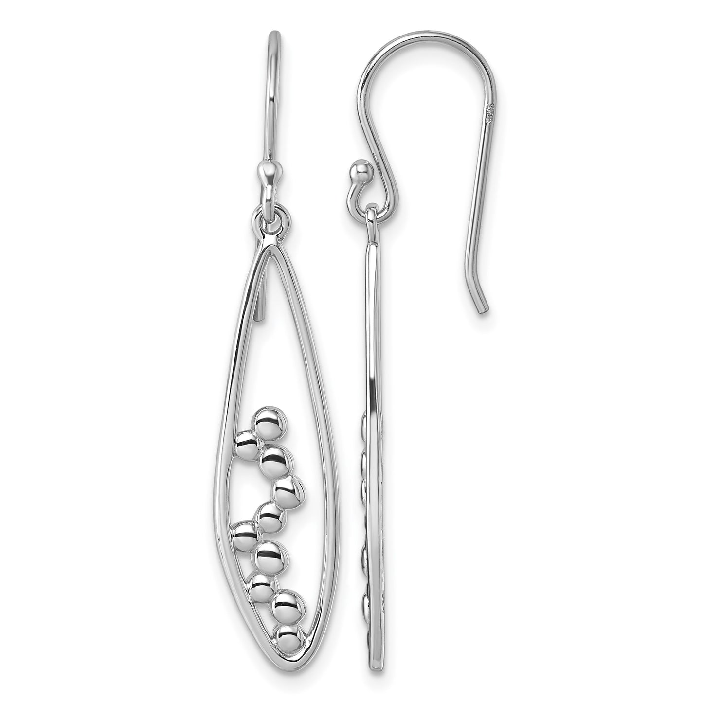 Sterling Silver Rhodium-plated Polished Oval Bubbles Dangle Earrings