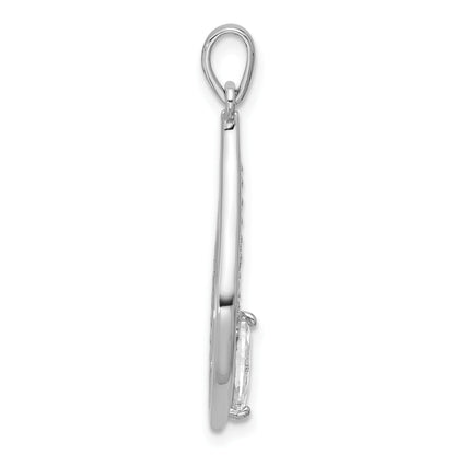 Sterling Silver Rhodium-plated Marquise CZ Polished Teardrop Pendant