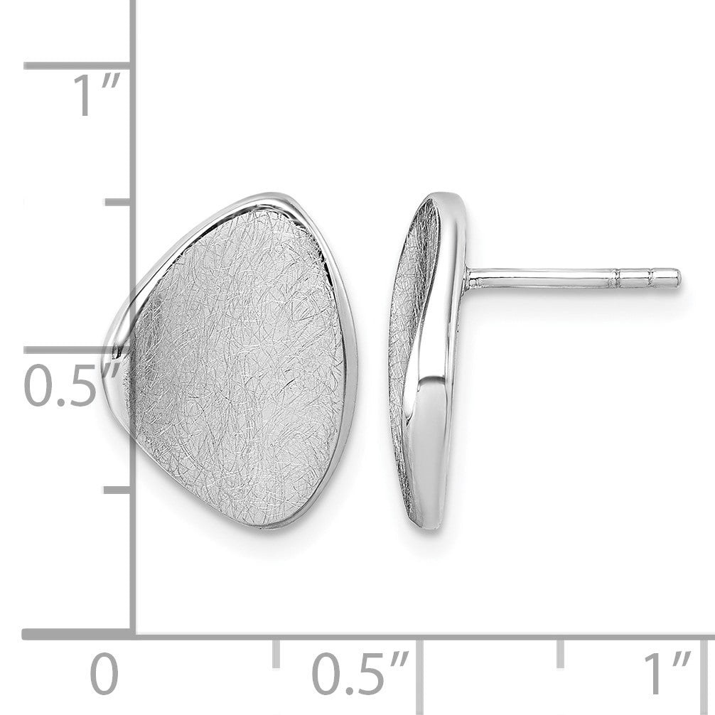 Sterling Silver Rhodium-plated Scratch Finish Fancy Abstract Post Earrings
