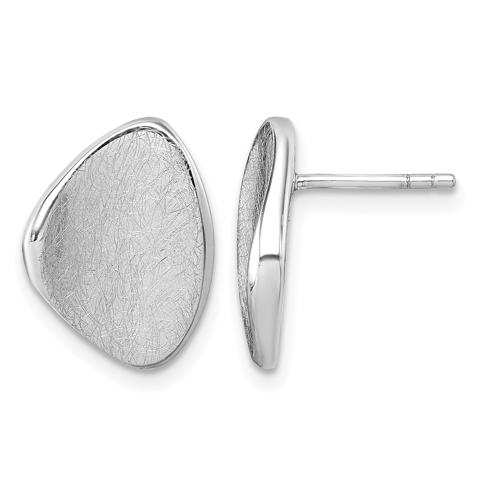 Sterling Silver Rhodium-plated Scratch Finish Fancy Abstract Post Earrings