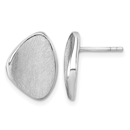 Sterling Silver Rhodium-plated Scratch Finish Fancy Abstract Post Earrings