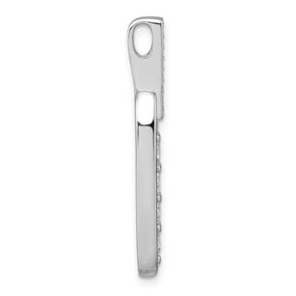 Sterling Silver Rhodium-plated Polished CZ Elongated Oval Pendant