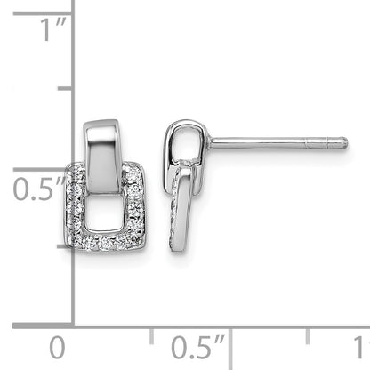 Sterling Silver Rhodium-plated Polished CZ Square Post Earrings