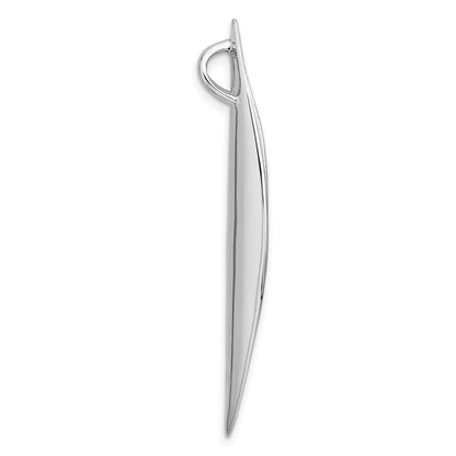 Sterling Silver Rhodium-plated Polished and Brushed Fancy Concave Oval Chain Slide Pendant