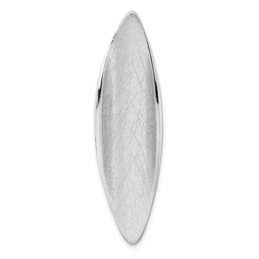 Sterling Silver Rhodium-plated Polished and Brushed Fancy Concave Oval Chain Slide Pendant