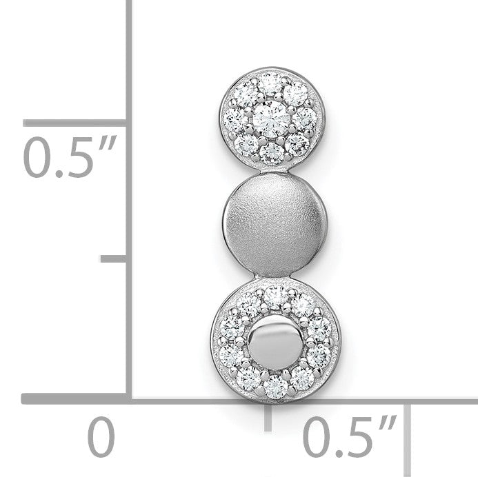 Sterling Silver Rhodium-plated Polished and Satin CZ  3-Circles Chain Slide Pendant