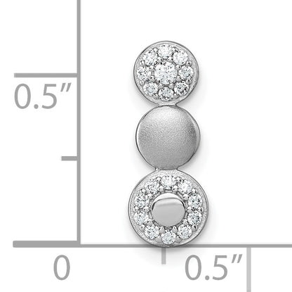 Sterling Silver Rhodium-plated Polished and Satin CZ  3-Circles Chain Slide Pendant