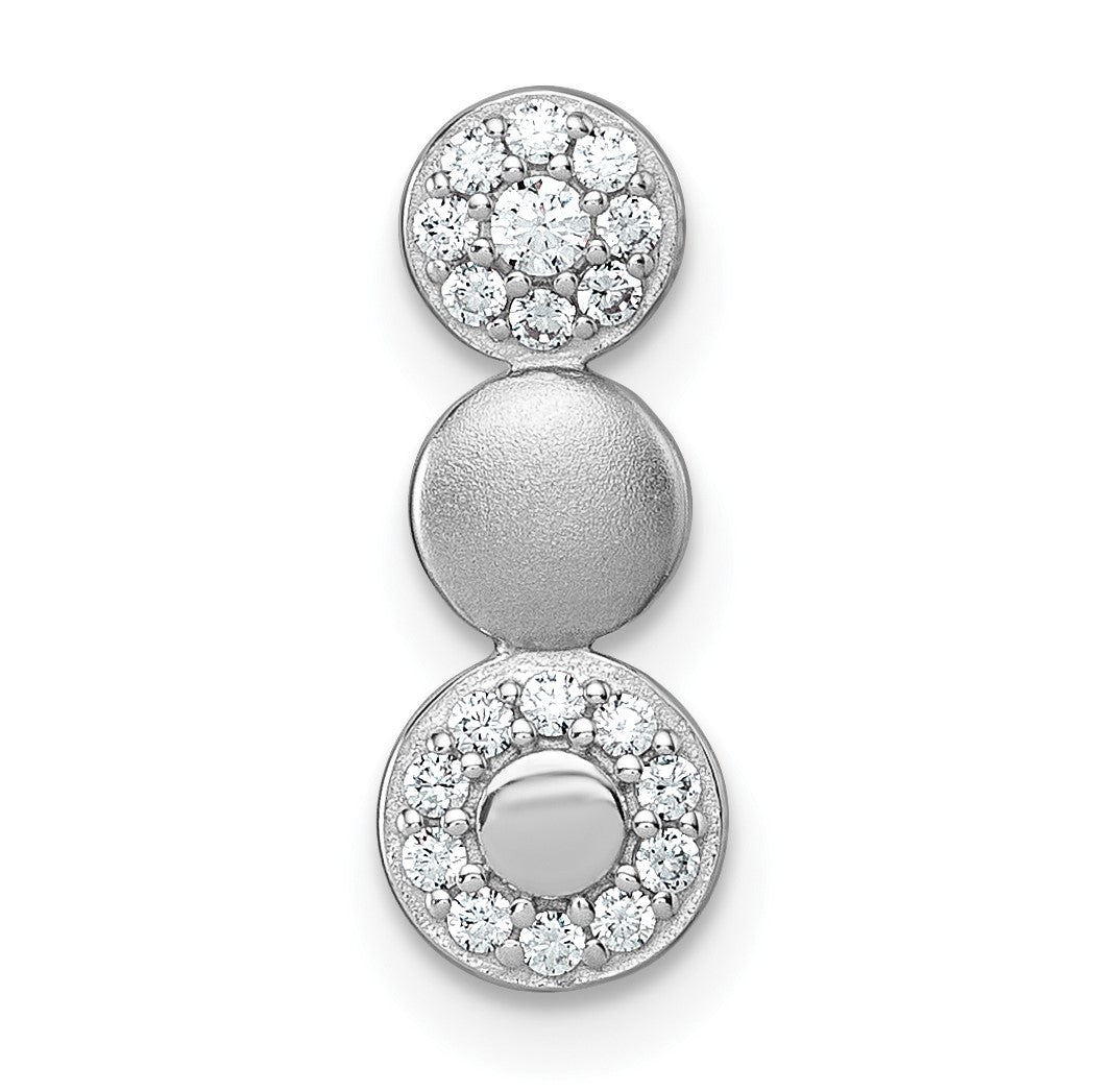 Sterling Silver Rhodium-plated Polished and Satin CZ  3-Circles Chain Slide Pendant