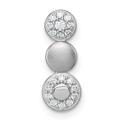 Sterling Silver Rhodium-plated Polished and Satin CZ  3-Circles Chain Slide Pendant