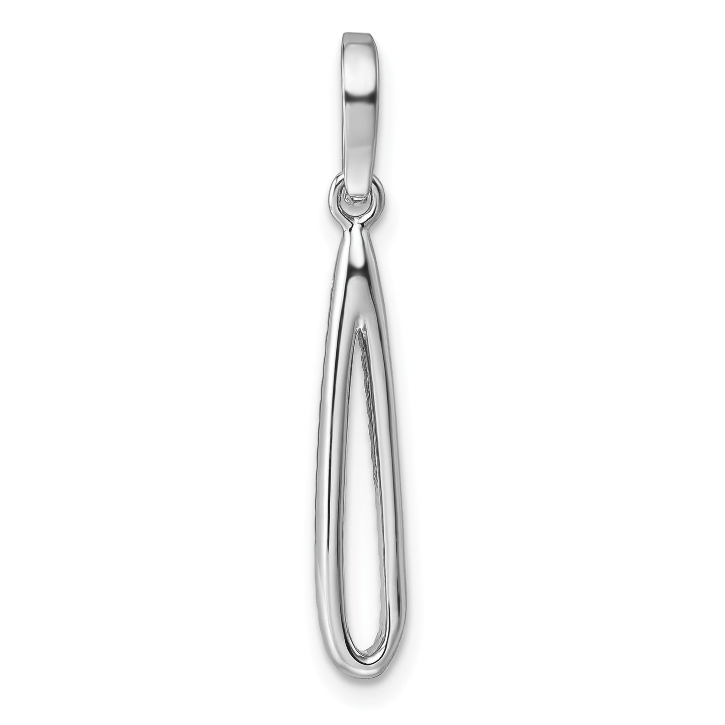 Sterling Silver Rhodium-plated CZ Oval Dangle Pendant