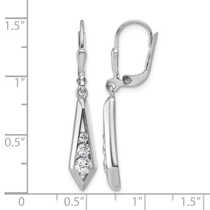 Sterling Silver Rhodium-plated Polished Fancy CZ Kite-shaped Leverback Earrings