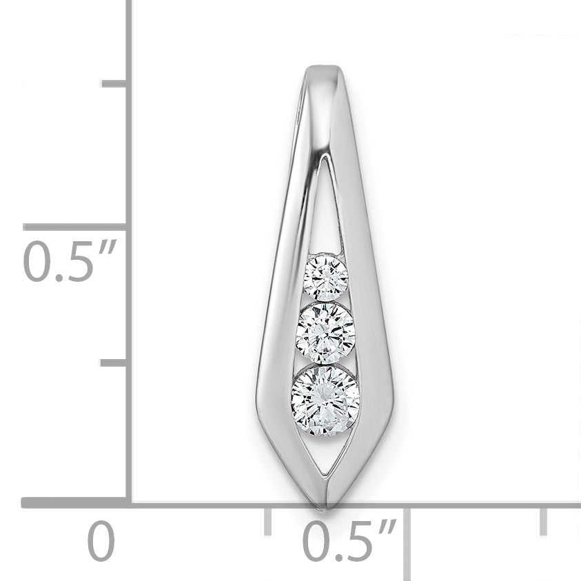 Sterling Silver Rhodium-plated Polished Fancy CZ Kite-shaped Chain Slide Pendant