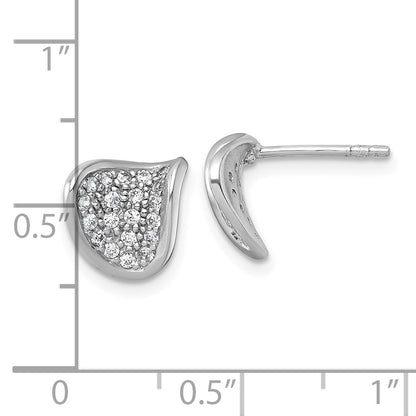 Sterling Silver Rhodium-plated Polished Fancy Curved CZ Post Earrings