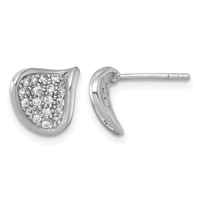 Sterling Silver Rhodium-plated Polished Fancy Curved CZ Post Earrings
