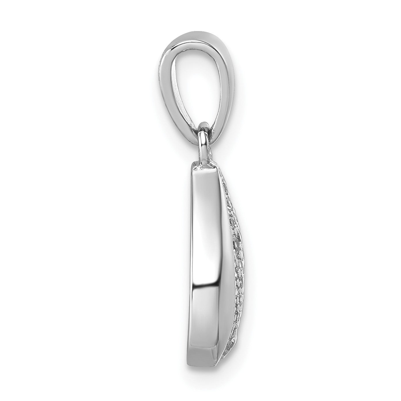 Sterling Silver Rhodium-plated Pave CZ Teardrop Pendant