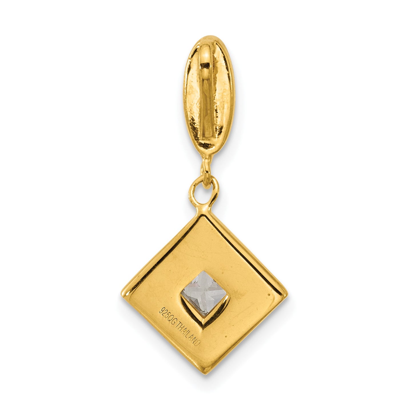 Sterling Silver Gold-plated CZ and Black Enameled Pendant