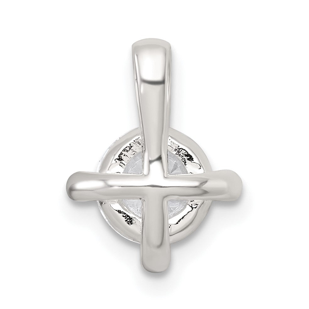 Sterling Silver Polished CZ with 4 CZ Prongs Chain Slide Pendant
