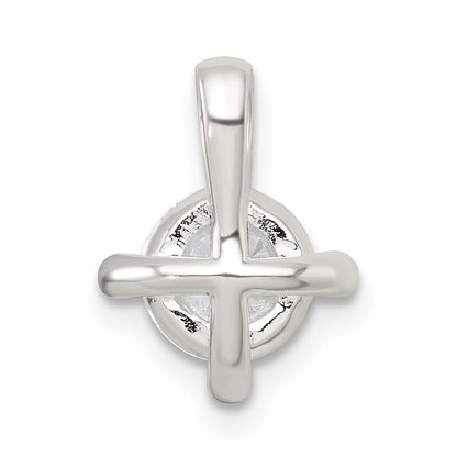 Sterling Silver Polished CZ with 4 CZ Prongs Chain Slide Pendant