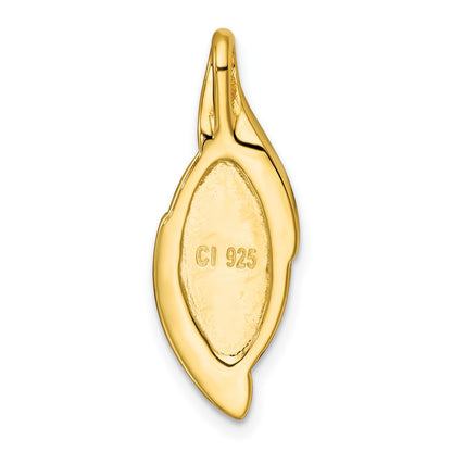 Sterling Silver Gold-Tone Polished Fancy Marquise Malachite Cabochon Chain Slide Pendant